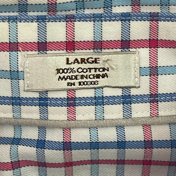 Petter Millar Men's Pink Blue Nono Luxe Easycare Plaid 100% Cotton Shirt Size L - Picture 8 of 9